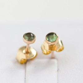 Green Tourmaline stud earrings, moss green