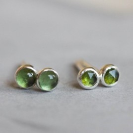 Green Tourmaline stud earrings, moss green