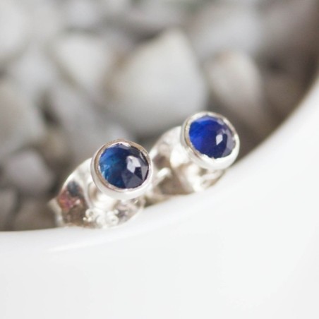 Sapphire stud earrings, sterling silver, September Birthstone