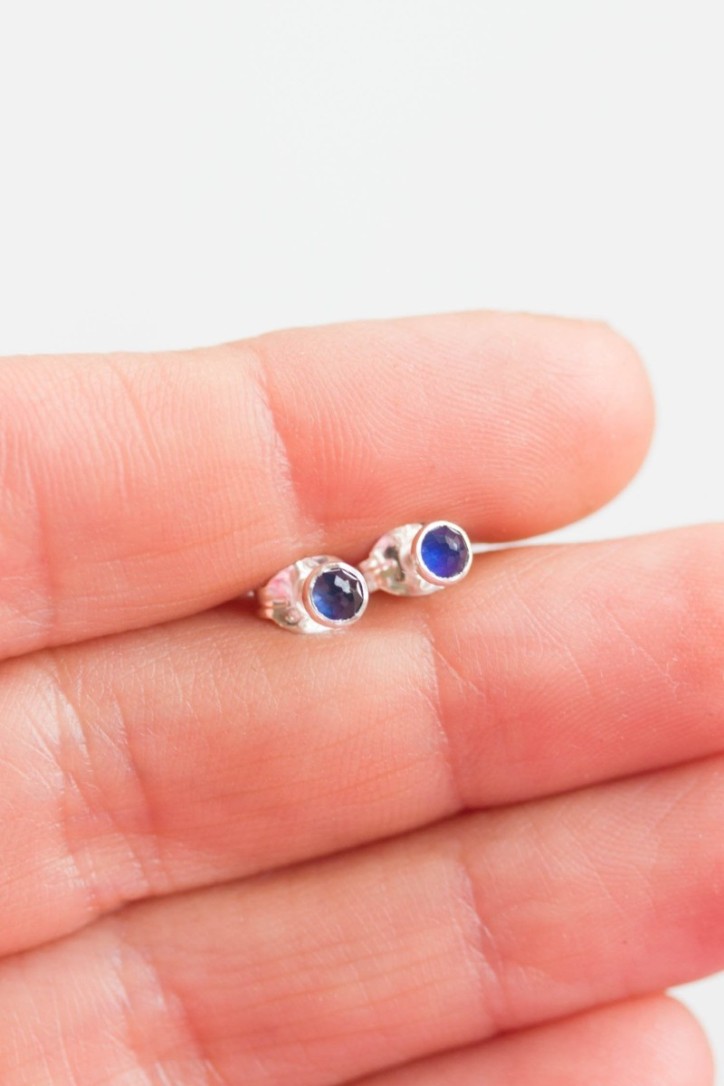 Sapphire stud earrings, sterling silver, September Birthstone Sapphire stud earrings, sterling silver, September Birthstone