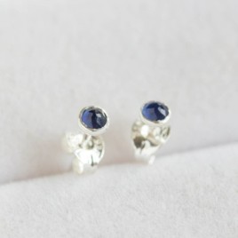 Sapphire stud earrings, sterling silver, September Birthstone