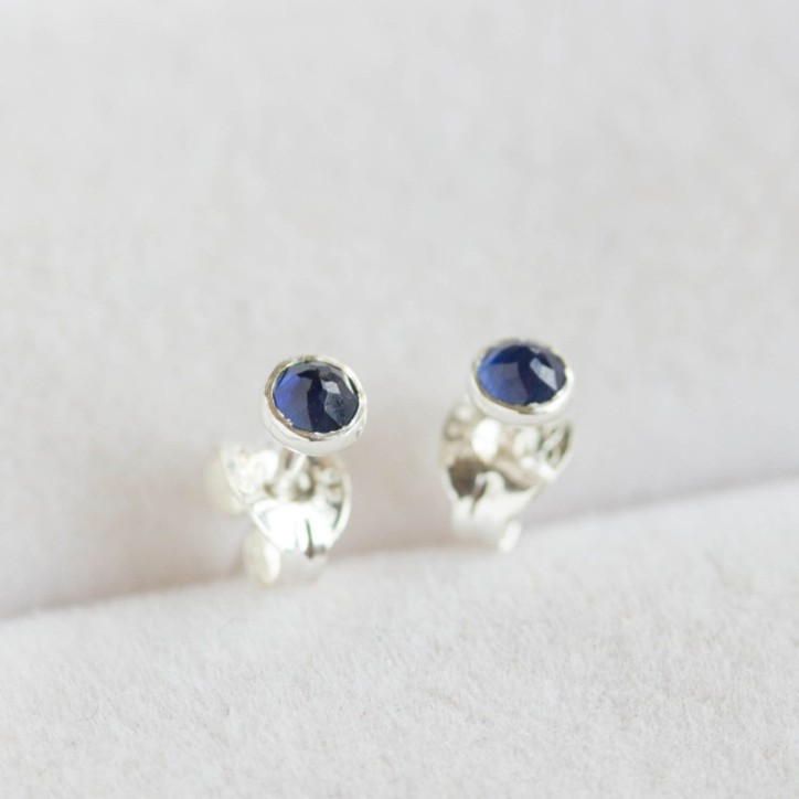 Sapphire stud earrings, sterling silver, September Birthstone Sapphire stud earrings, sterling silver, September Birthstone