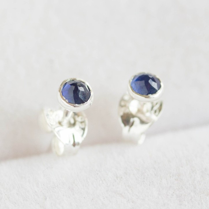 Sapphire stud earrings, sterling silver, September Birthstone Sapphire stud earrings, sterling silver, September Birthstone