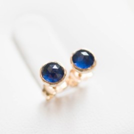 Sapphire stud earrings, sterling silver, September Birthstone