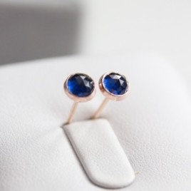 Sapphire stud earrings, sterling silver, September Birthstone