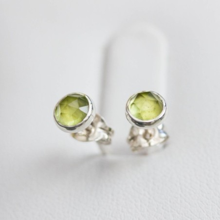 Peridot stud earrings, August birthstone, sterling silve or gold
