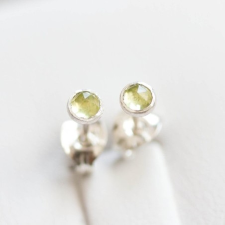 Peridot stud earrings, August birthstone, sterling silve or gold