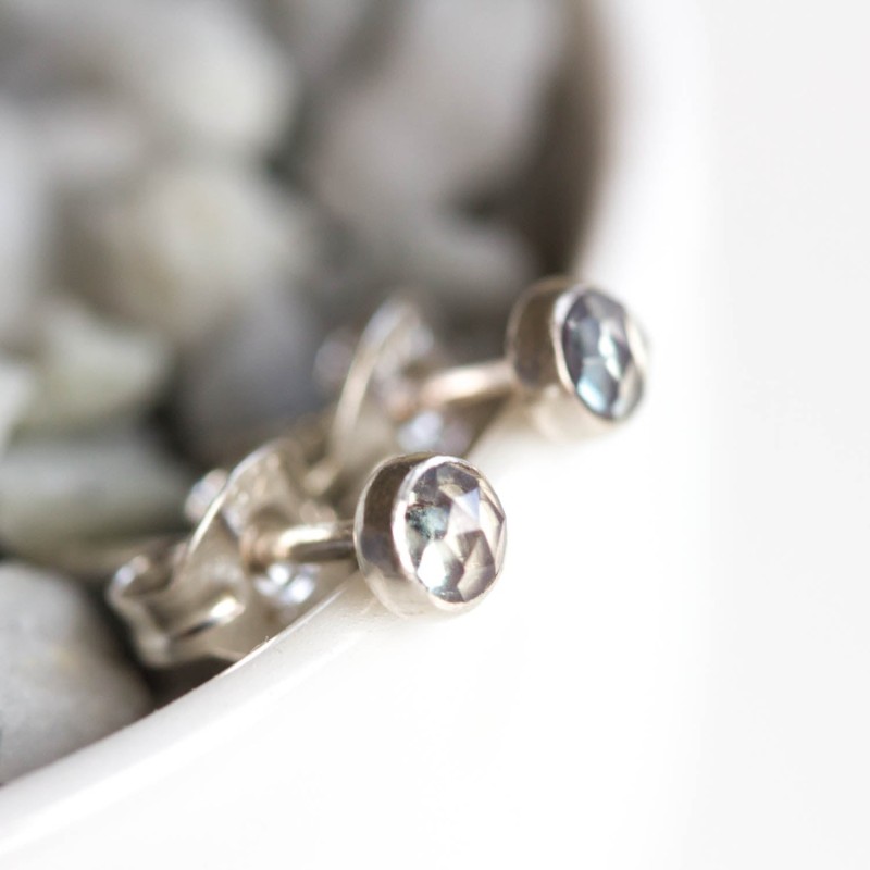 Alexandrite stud earrings, sterling silver