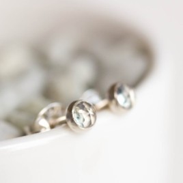 Alexandrite stud earrings, sterling silver