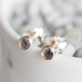 Alexandrite stud earrings, sterling silver