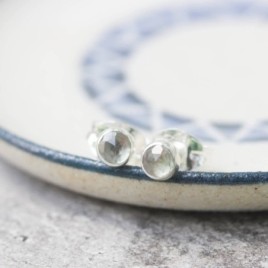Alexandrite stud earrings, sterling silver