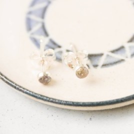 Alexandrite stud earrings, sterling silver