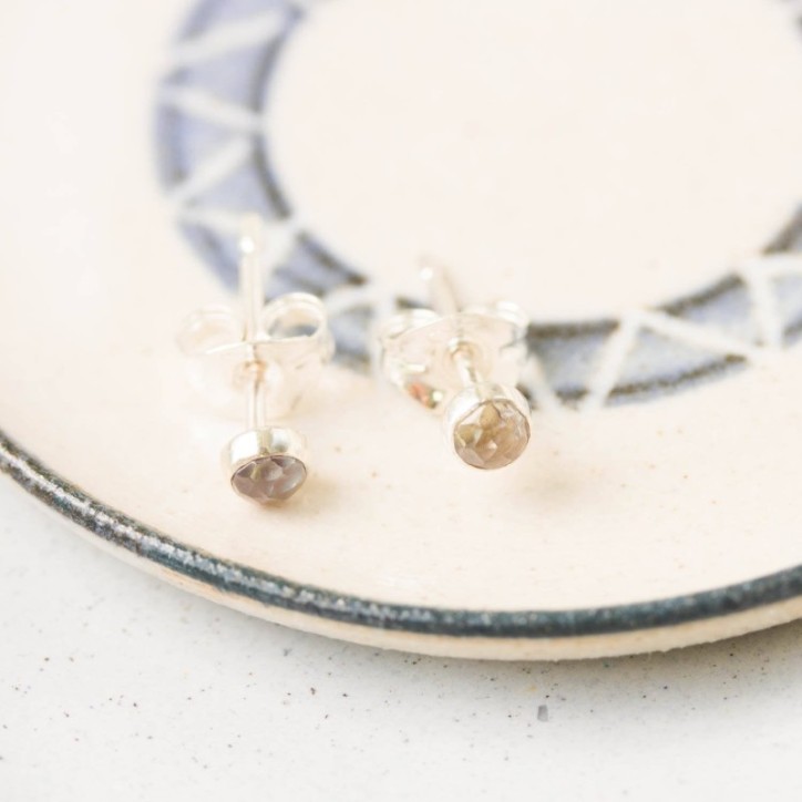 Alexandrite stud earrings, sterling silver