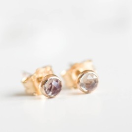 Alexandrite stud earrings, sterling silver