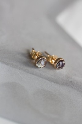 Alexandrite stud earrings, sterling silver