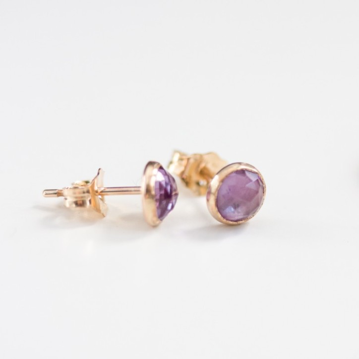 Alexandrite stud earrings, sterling silver