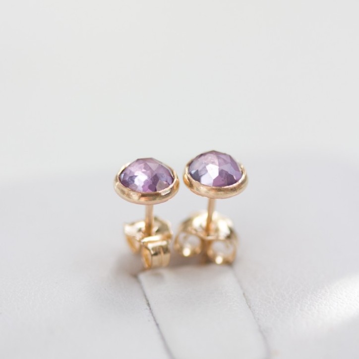 Alexandrite stud earrings, sterling silver