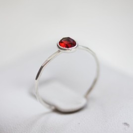 Red Garnet - skinny stackable ring