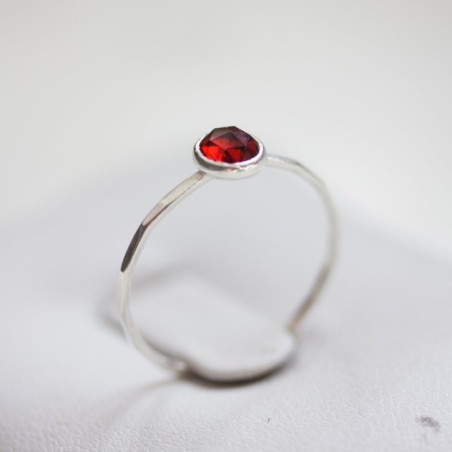 Red Garnet - skinny stackable ring