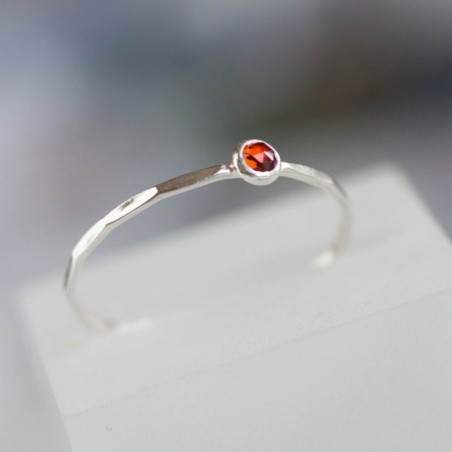 Red Garnet - skinny stackable ring