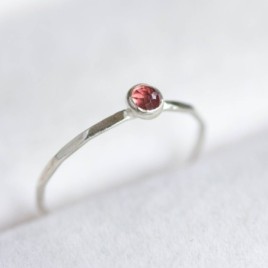 Red Garnet - skinny stackable ring
