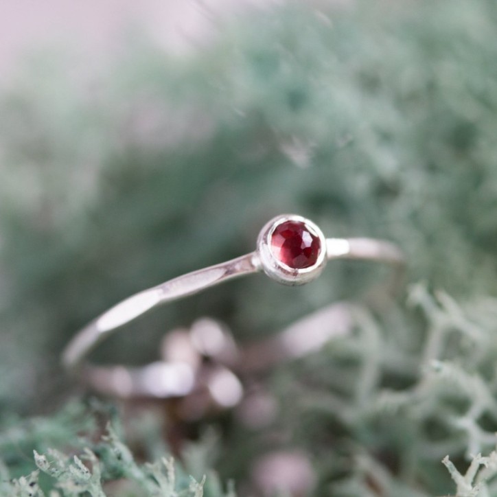 Red Garnet - skinny stackable ring Red Garnet - skinny stackable ring