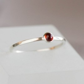 Red Garnet - skinny stackable ring