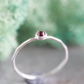 Red Garnet - skinny stackable ring