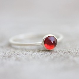 Red Garnet - skinny stackable ring