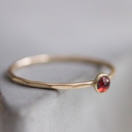 Red Garnet - skinny stackable ring