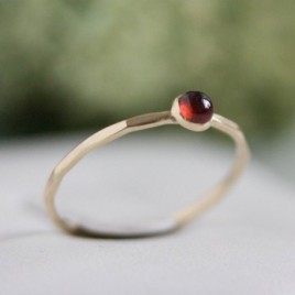 Red Garnet - skinny stackable ring
