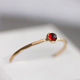 Red Garnet - skinny stackable ring