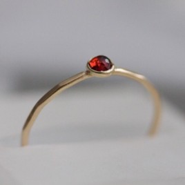 Red Garnet - skinny stackable ring