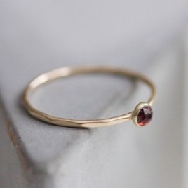 Red Garnet - skinny stackable ring