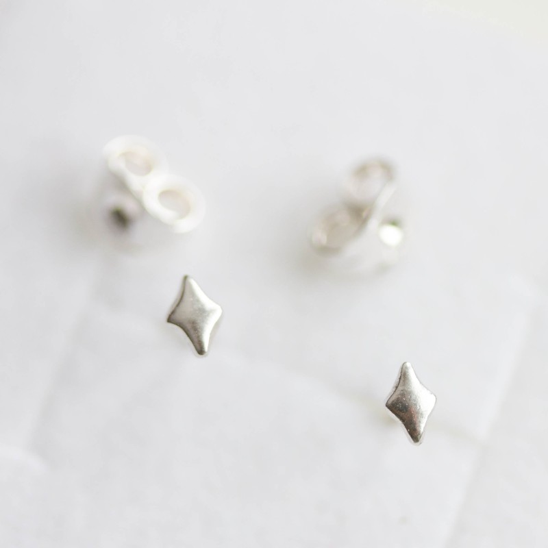 Tiny rhombus studs - sterling silver