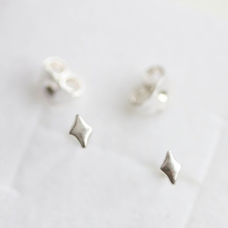 Tiny rhombus studs - sterling silver