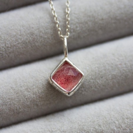Strawberry quartz necklace in sterling silver
