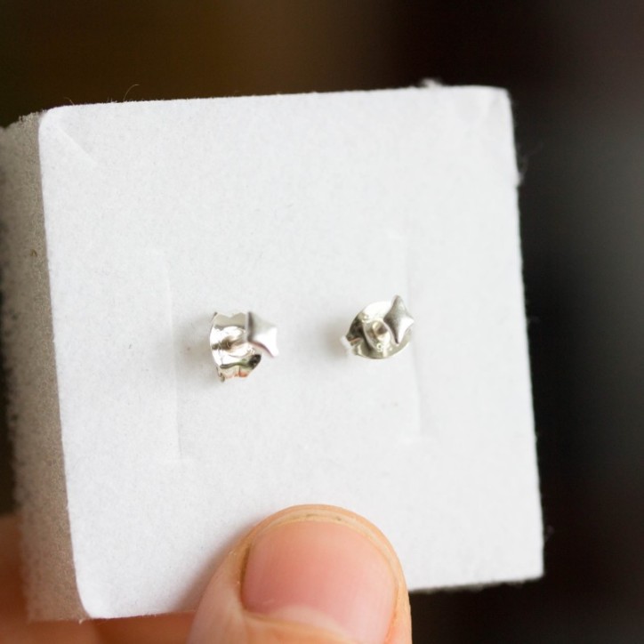 Tiny rhombus studs - sterling silver