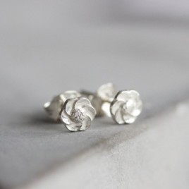 Tiny flower stud earrings - sterling silver, simple every day earrings