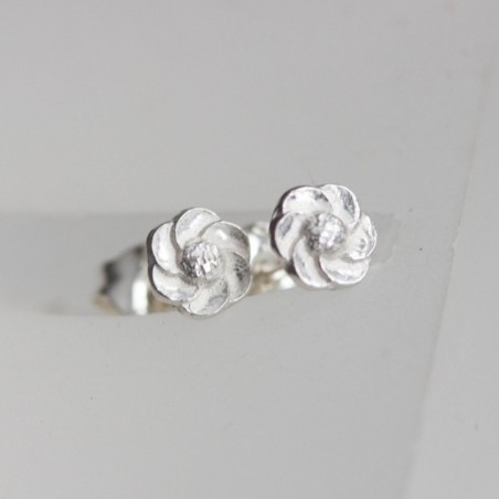 Tiny flower stud earrings - sterling silver, simple every day earrings