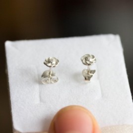 Tiny flower stud earrings - sterling silver, simple every day earrings