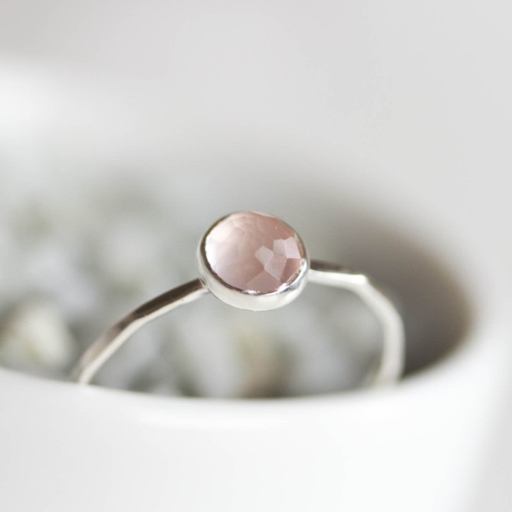 Rose Quartz - stackable ring with Rose Quartz gemstone Rose Quartz - stackable ring with Rose Quartz gemstone