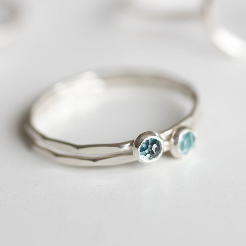 London Blue Topaz - skinny stackable ring