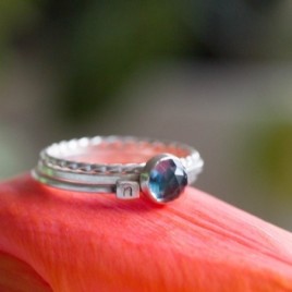 London Blue Topaz - skinny stackable ring