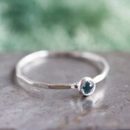 London Blue Topaz - skinny stackable ring