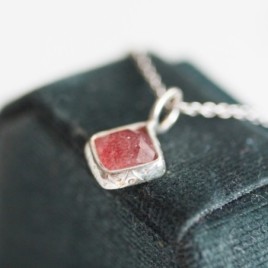 Strawberry quartz necklace in sterling silver