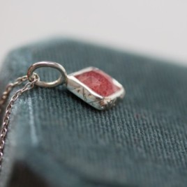 Strawberry quartz necklace in sterling silver