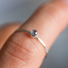 Alexandrite ring - skinny stackable for June