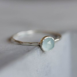 Aquamarine ring - skinny stackable for March
