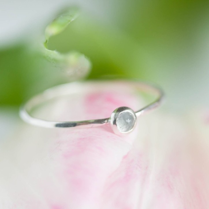 Aquamarine ring - skinny stackable for March